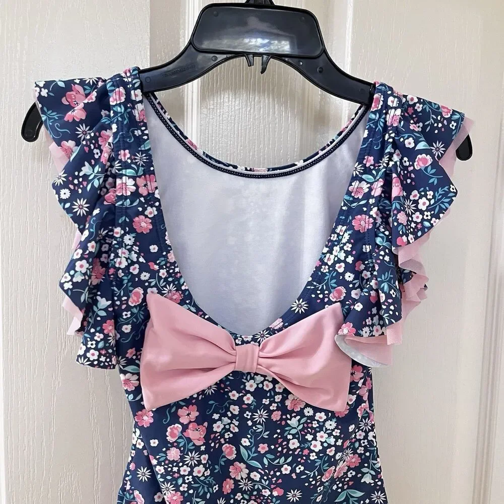 Rufflebutts Butterfly Sleeve One Piece Swimsuit Moonlit Meadow Girls Size 10
